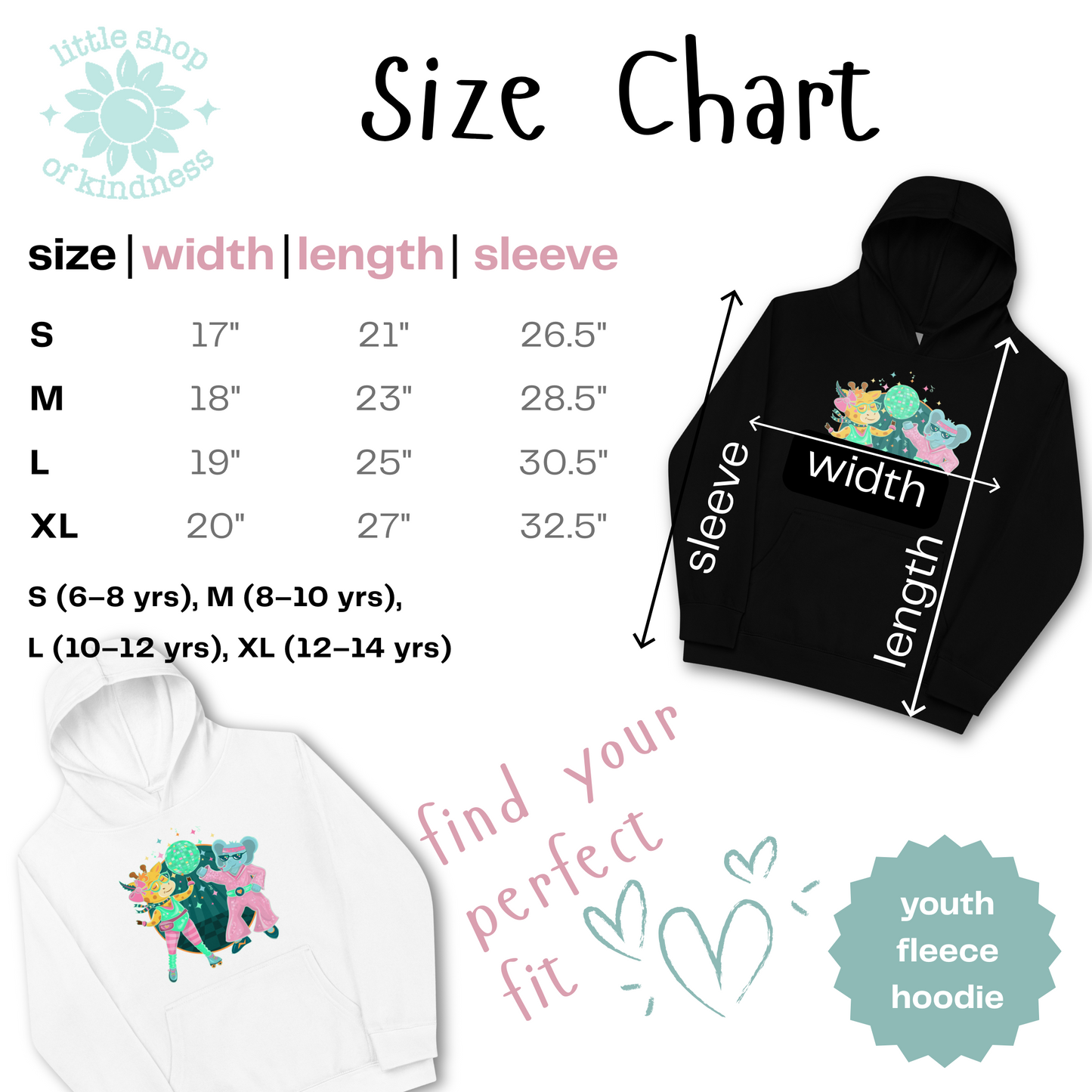 Giraffe Elephant Disco Kids Hoodie