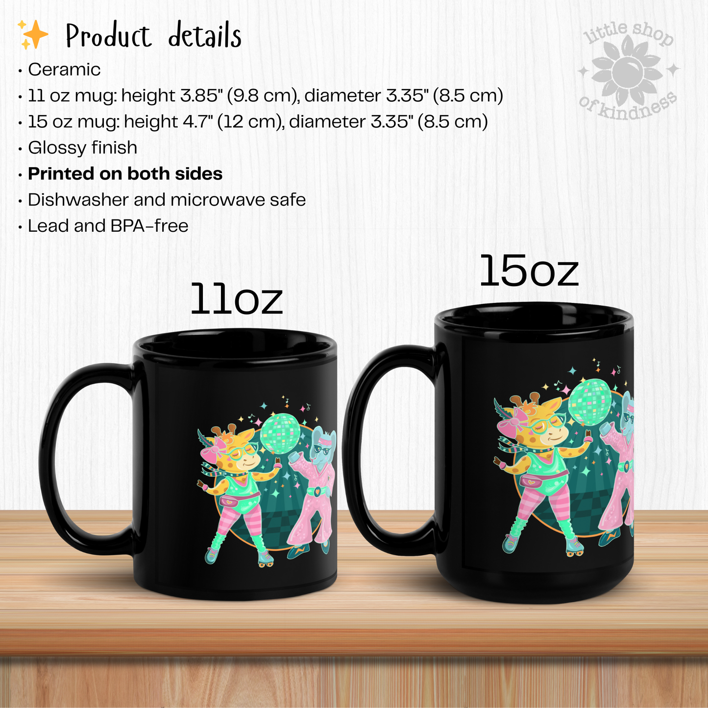 Giraffe Elephant Disco Ceramic Mug