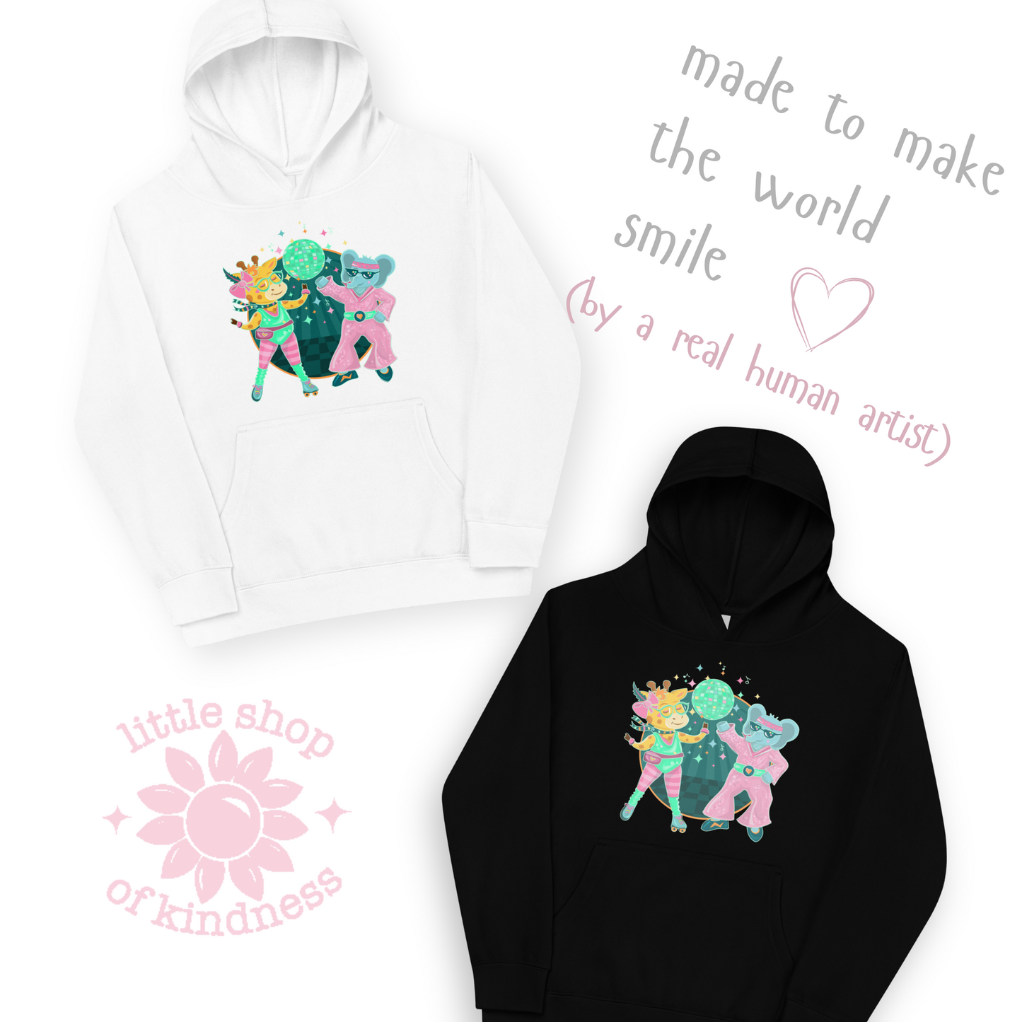 Giraffe Elephant Disco Kids Hoodie