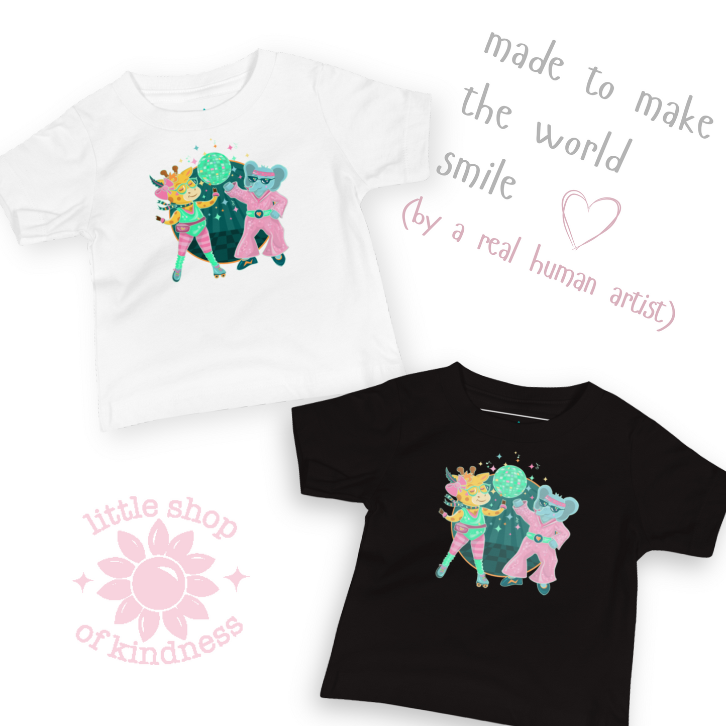Giraffe Elephant Disco Baby Tee