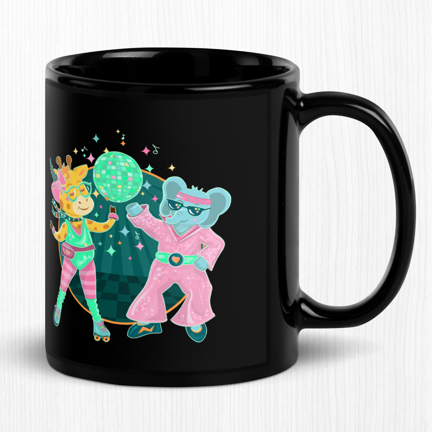 Giraffe Elephant Disco Ceramic Mug