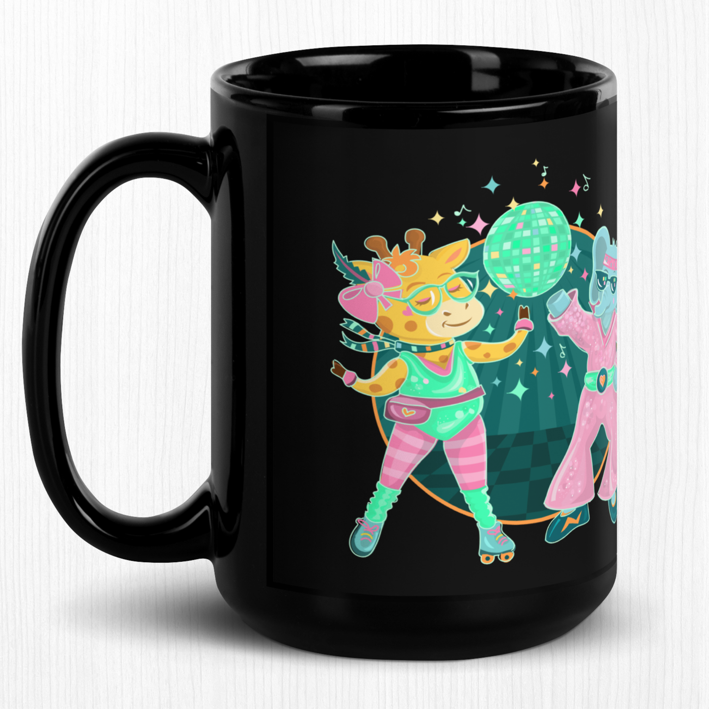 Giraffe Elephant Disco Ceramic Mug