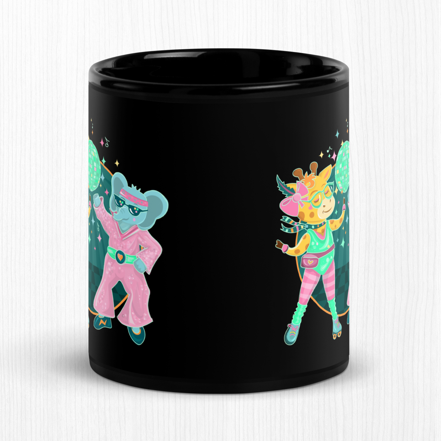 Giraffe Elephant Disco Ceramic Mug