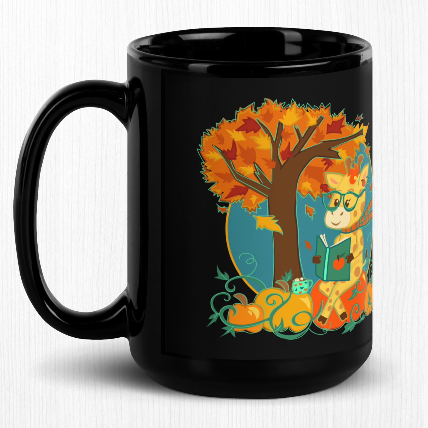 Giraffe in Fall Ceramic Mug