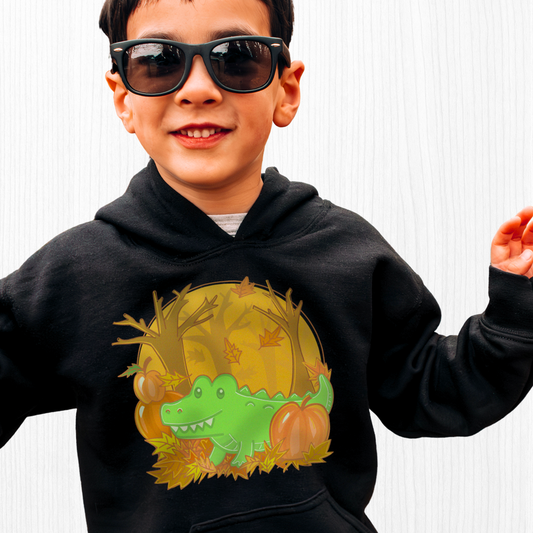 Alligator in Fall Kids Hoodie