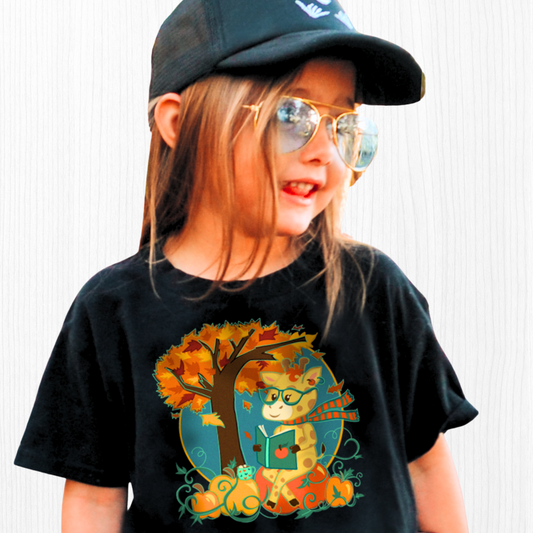Giraffe in Fall Kids Tee
