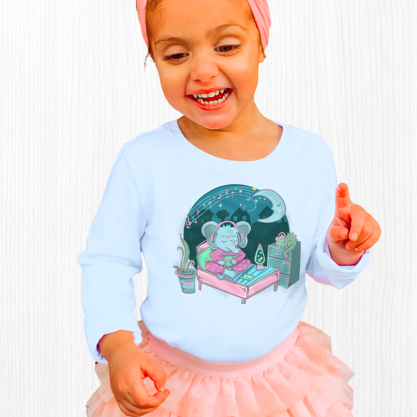 Retro Elephant Kids Long Sleeve
