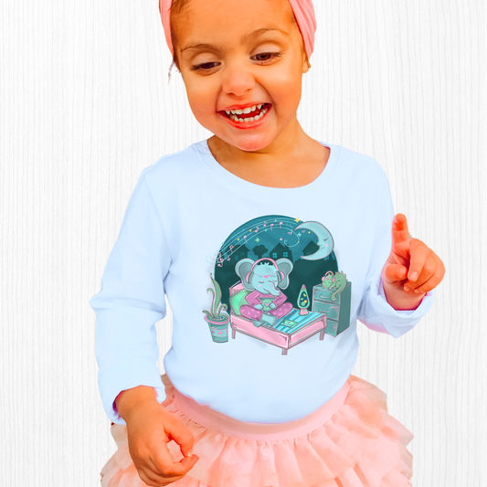 Retro Elephant Kids Long Sleeve