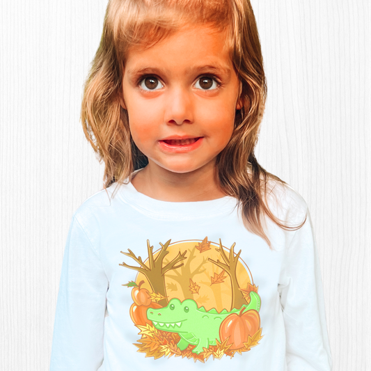 Alligator in Fall Kids Long Sleeve
