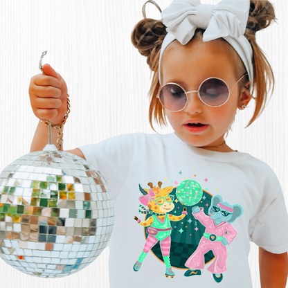 Giraffe Elephant Disco Toddler Tee