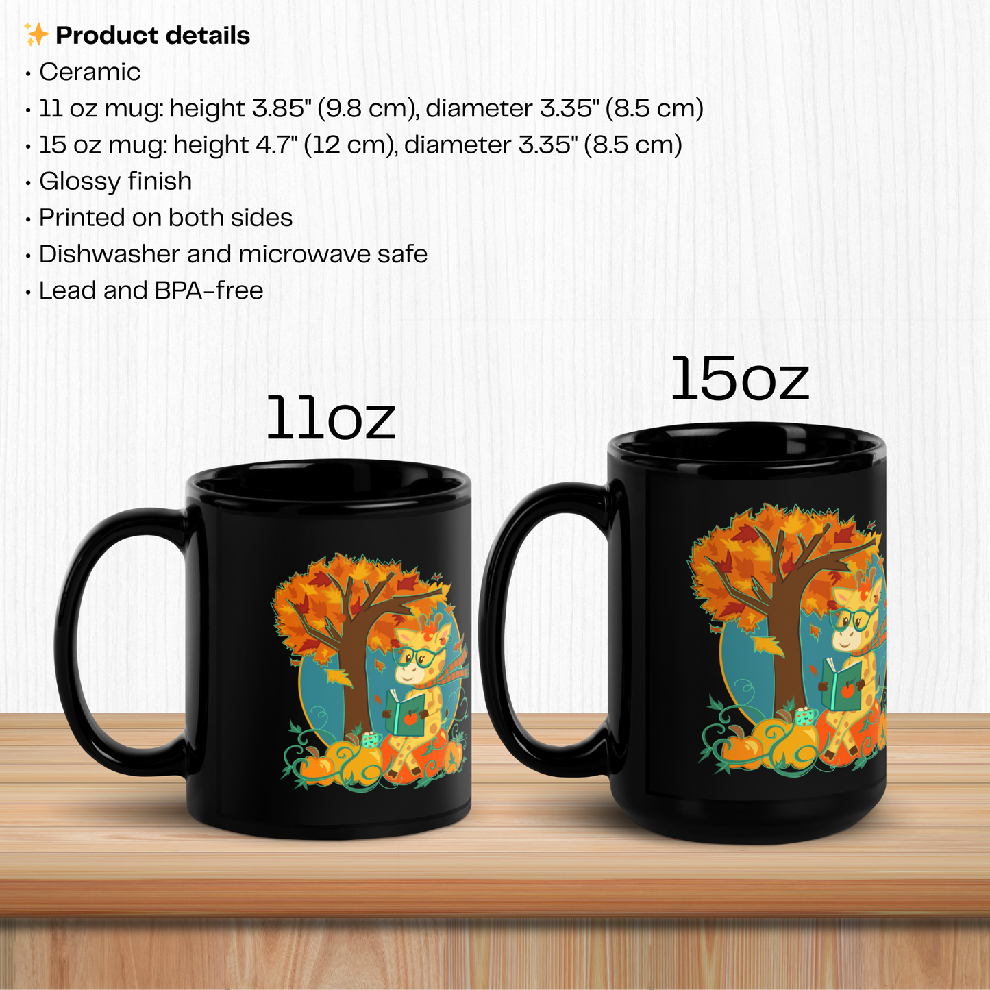 Giraffe in Fall Ceramic Mug
