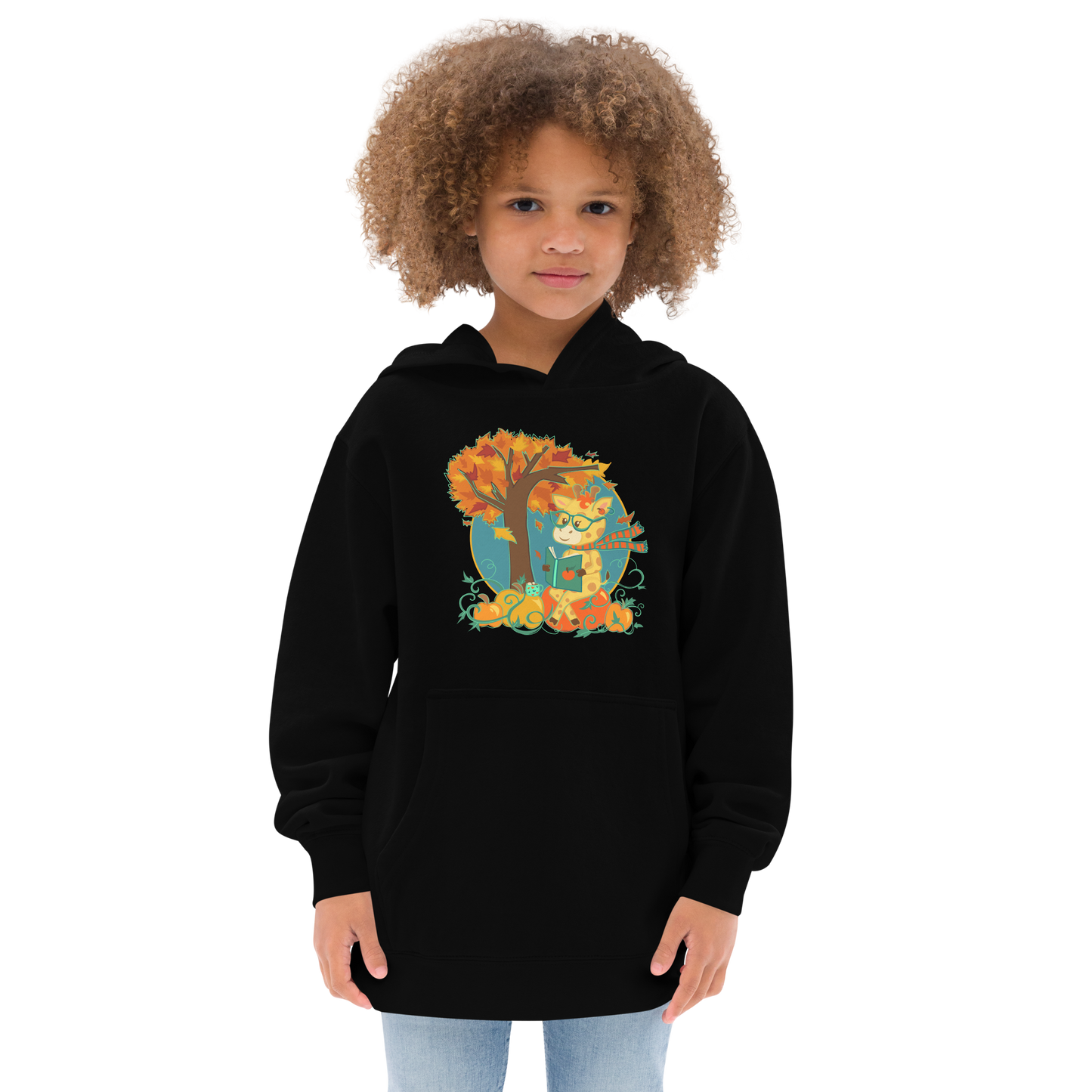 Giraffe in Fall Kids Hoodie