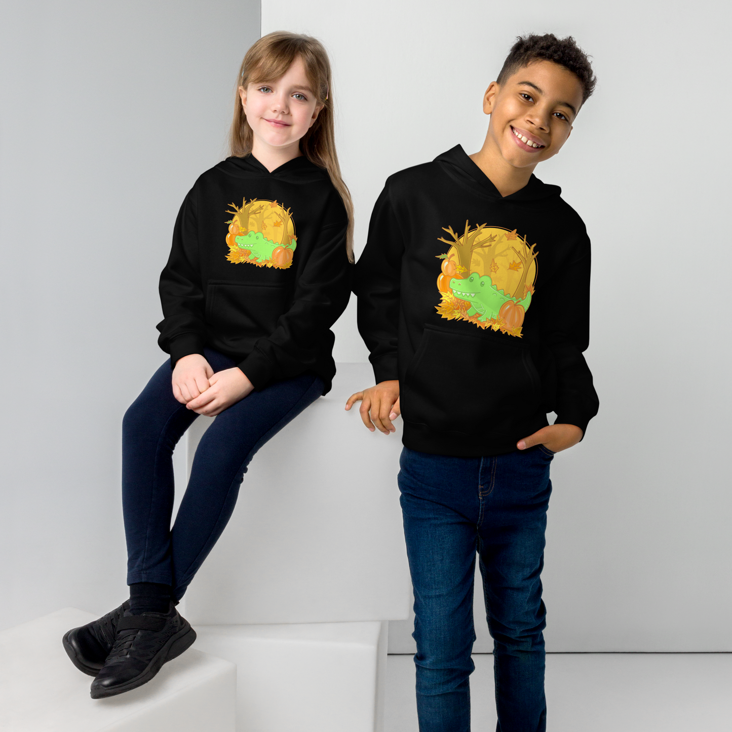 Alligator in Fall Kids Hoodie