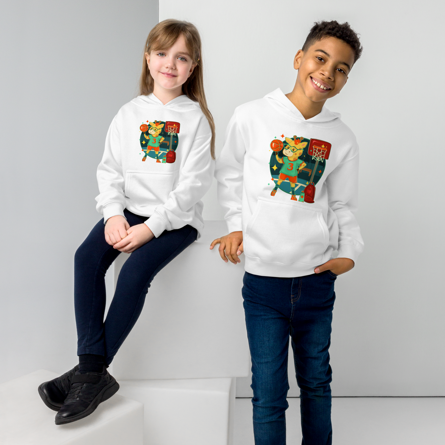 Giraffe Basketball Kids Hoodie
