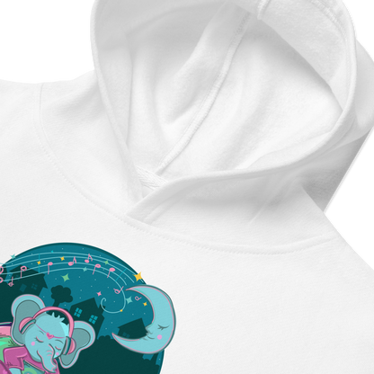 Retro Elephant Music Kids Hoodie