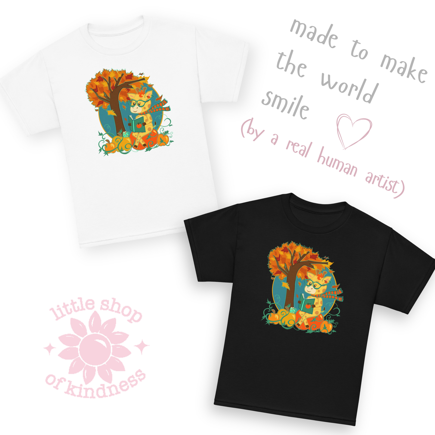 Giraffe in Fall Kids Tee