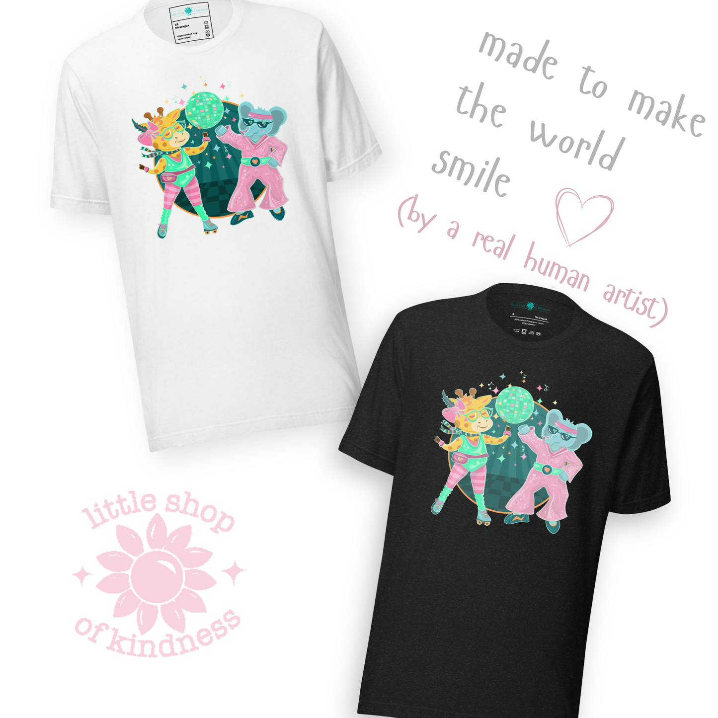 Giraffe Elephant Disco Adult Tee