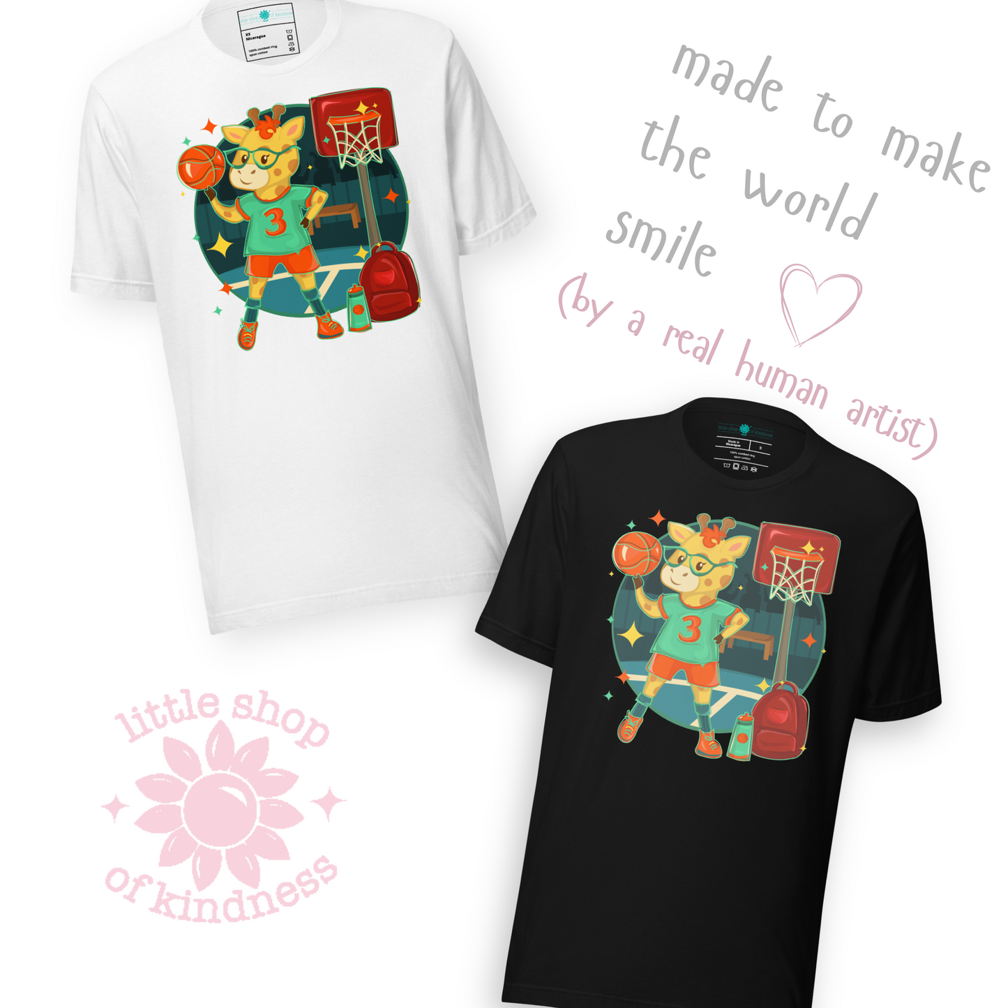 Giraffe Basketbal Adult Tee