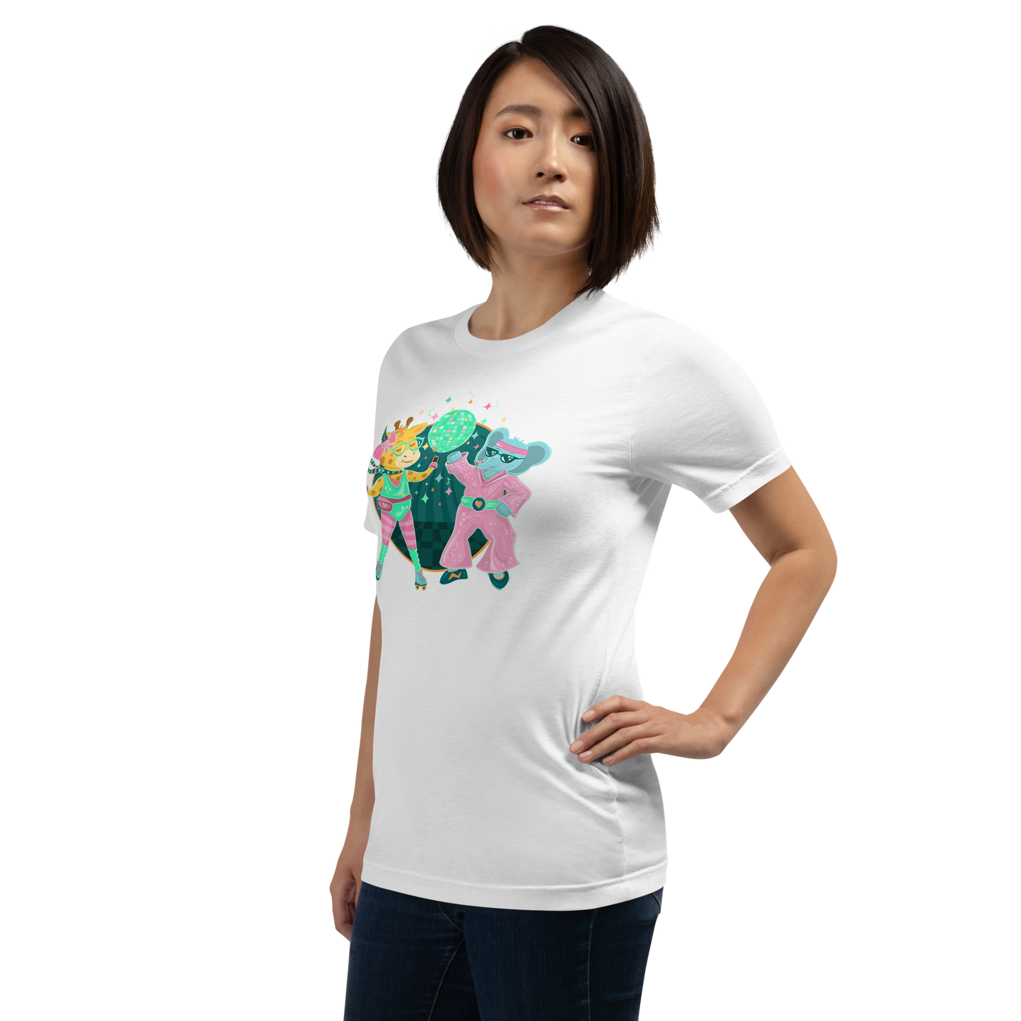 Giraffe Elephant Disco Adult Tee