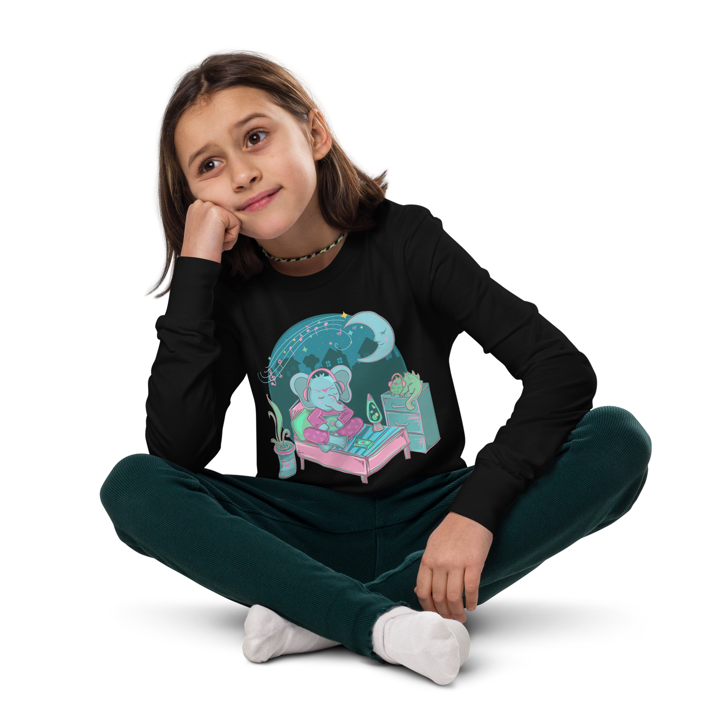 Retro Elephant Kids Long Sleeve