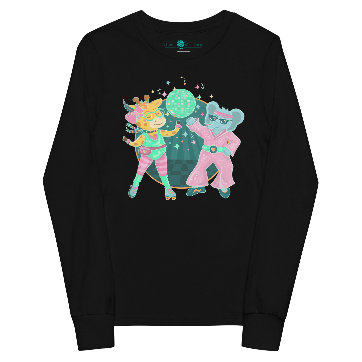 Giraffe Elephant Disco Kids Long Sleeve