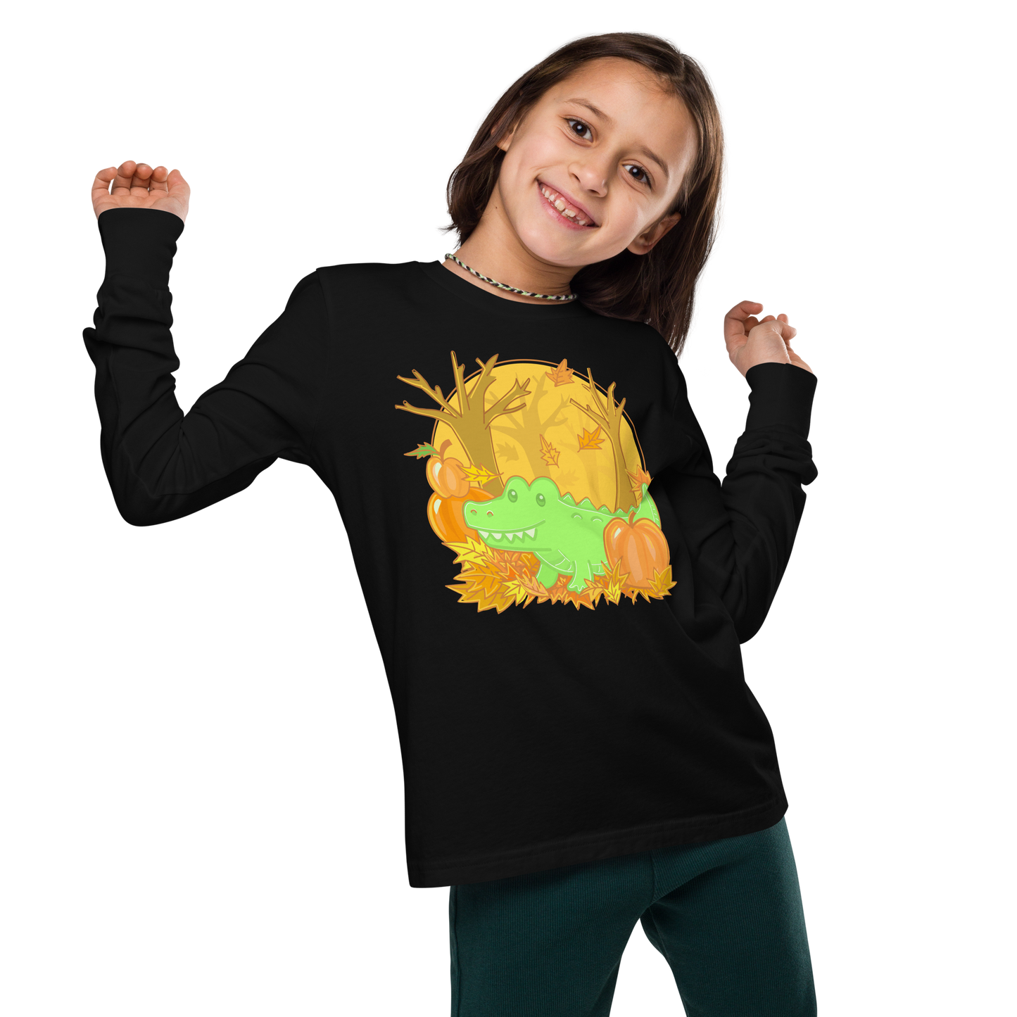 Alligator in Fall Kids Long Sleeve