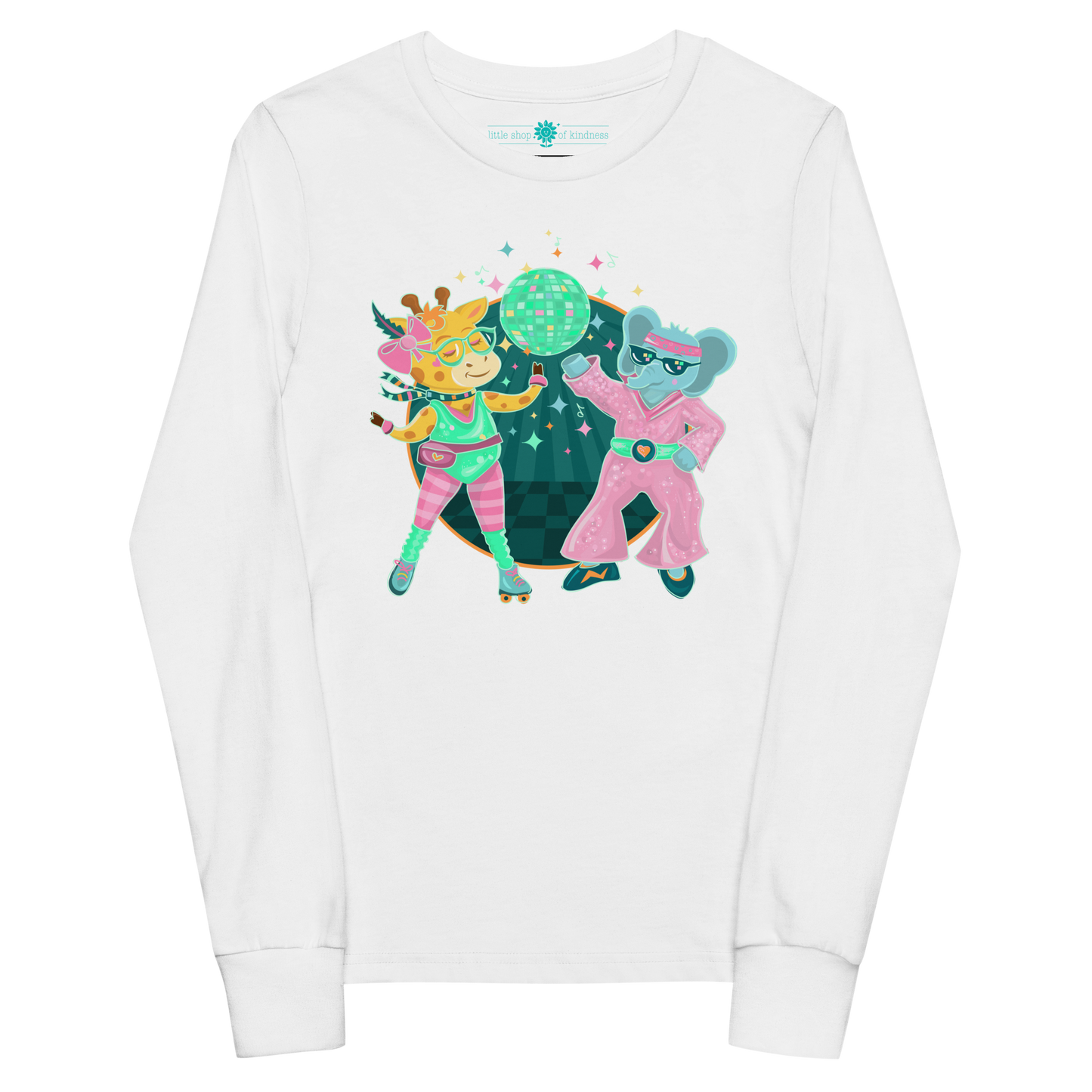 Giraffe Elephant Disco Kids Long Sleeve
