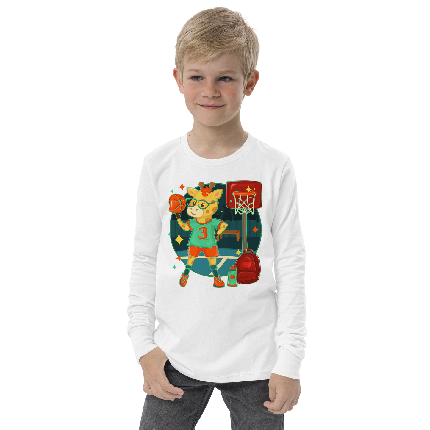 Giraffe Basketball Kids Long Sleeve